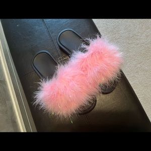 Women Pink Feather slippers 100% Hand Made